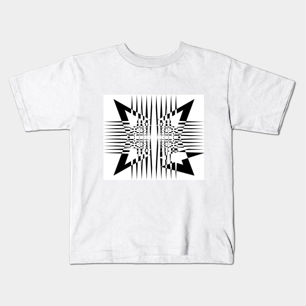 Geometric explosion black and white Kids T-Shirt by k10artzone